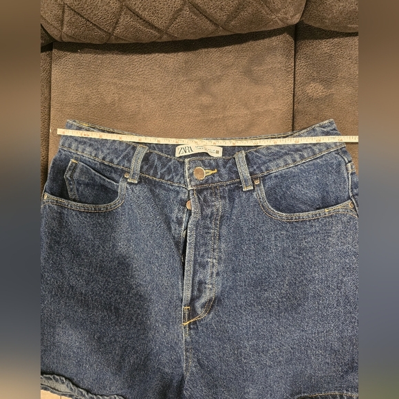 Zara 80s/90s High Rise Blue Denim Women Shorts Size 8 - Picture 8 of 9